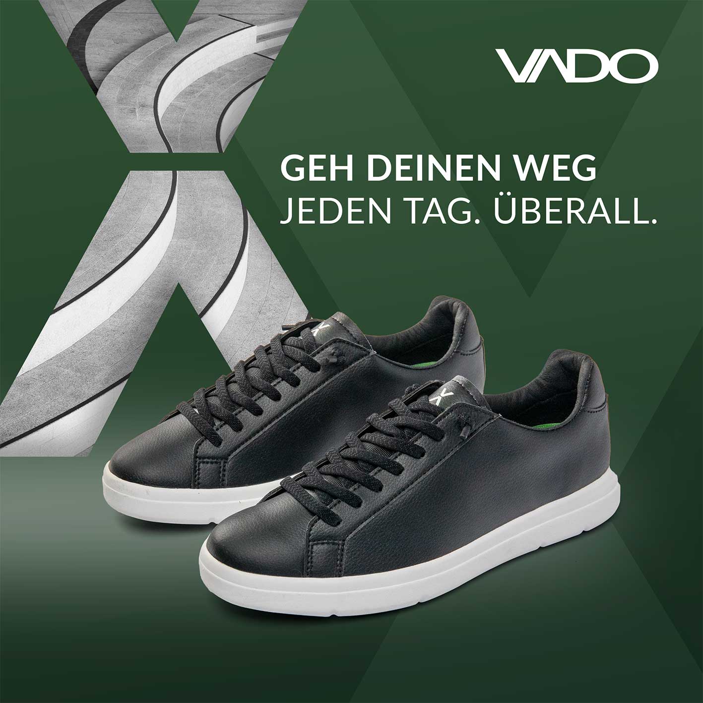 VADO Premium Herren Sneaker schwarz COURT IV - VADO GEH DEINEN WEG